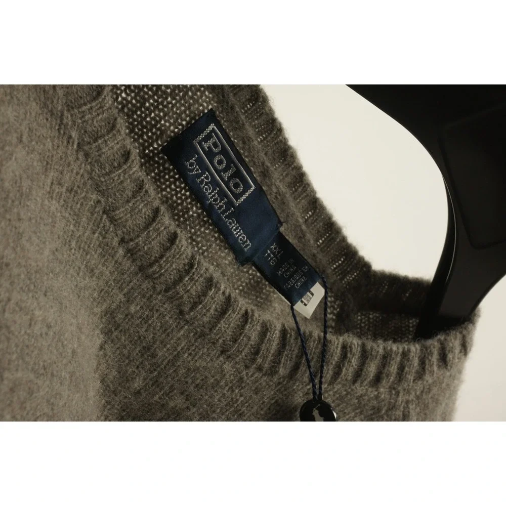$398 Polo Ralph Lauren Wool Suede Elbow Patch Country Crew Sweater Mens 2XL Gray